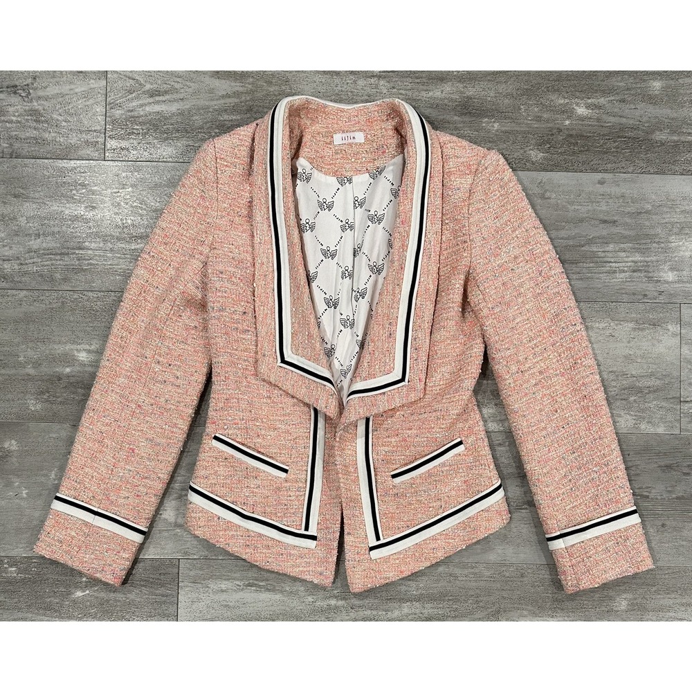 IIJIN Tweed Pink Long Sleeve Front Clasp Jacket/Blazer Womens Size 0 Mint Cond